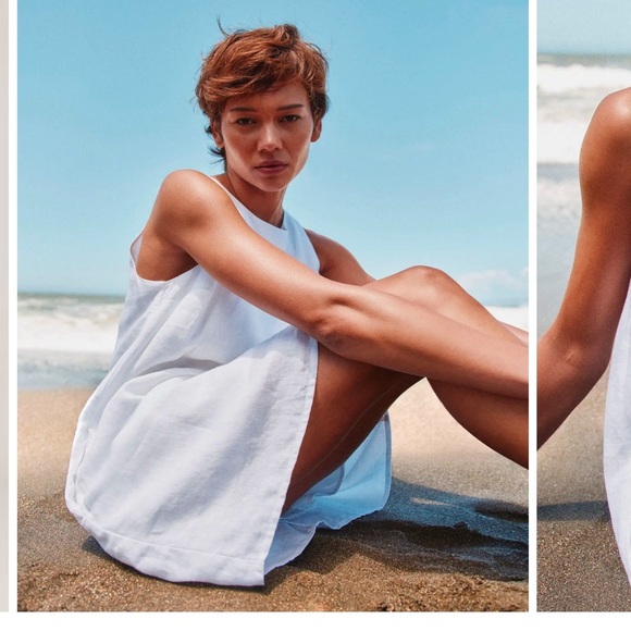 Quince 100% European Linen Tank Mini Dress Sz L White - Picture 2 of 4